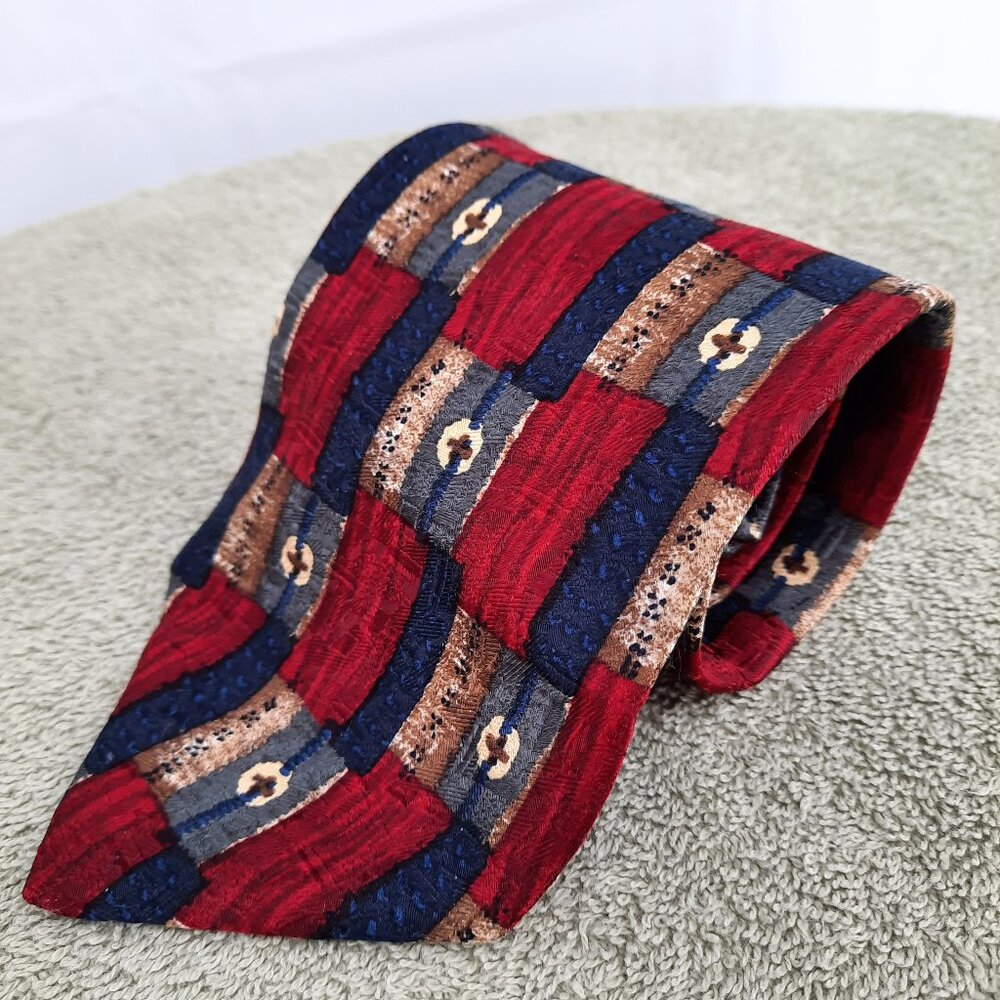 Ermenegildo Zegna Men's Tie 100% Silk Necktie Luxury Color block Designer Italy